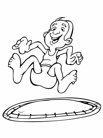 Funny Jumping On Trampoline Coloring Page